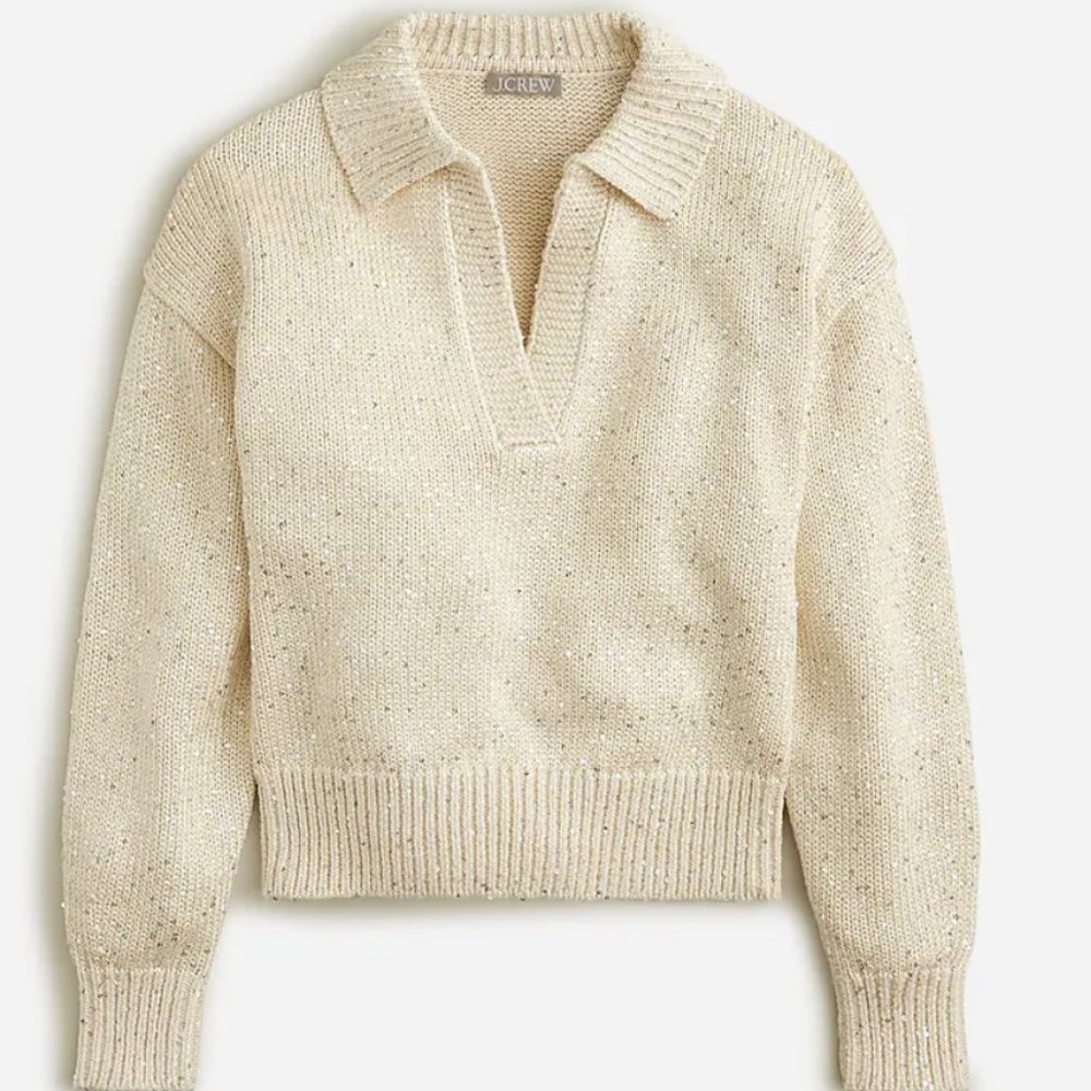 J Crew Sequin Sweater Polo